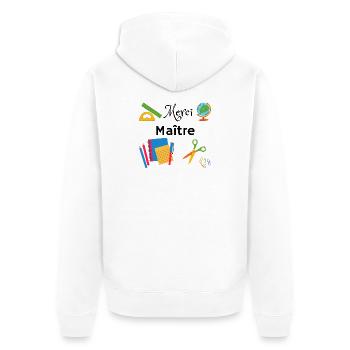 Merci Maître cadeau fin année scolaire instituteur - Veste à capuche bio Premium Unisexe - blanc - Dos - Thijin (182cm)