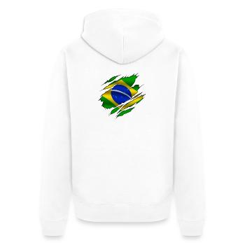 Brasil - Brazil - Unisex Premium Organic Zip Hoodie - white - Back - Thijin (182cm)