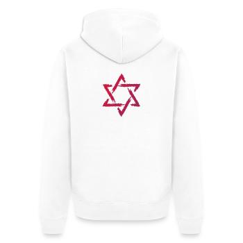 Davidstern Symbol - Unisex Premium Bio Zip Hoodie - Weiß - Hinten - Thijin (182cm)