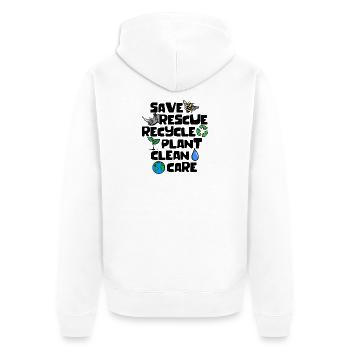Erde Statement Artenschutz Naturschutz Umwelt - Unisex Premium Bio Zip Hoodie - Weiß - Hinten - Thijin (182cm)