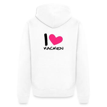Ich liebe Kacken - Unisex Premium Bio Zip Hoodie - Weiß - Hinten - Thijin (182cm)
