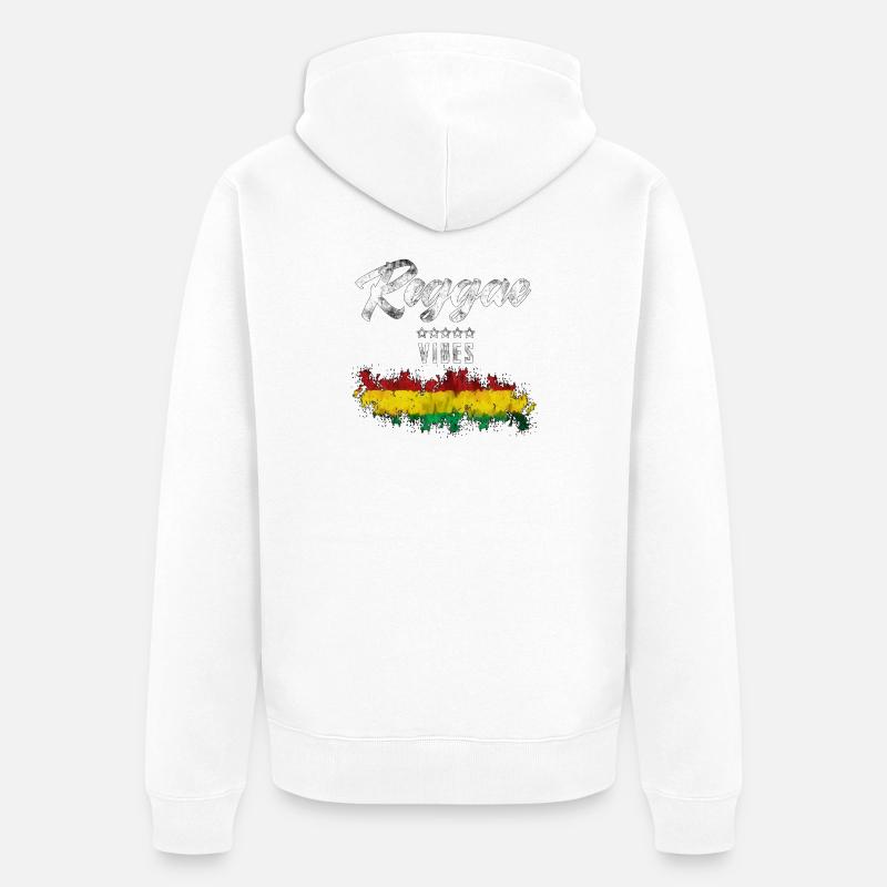 Reggae Vibes Noir Imprimé Cascade - Veste à capuche bio Premium Unisexe - blanc