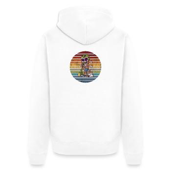 Motif crâne de scooter vintage - Veste à capuche bio Premium Unisexe - blanc - Dos - Thijin (182cm)