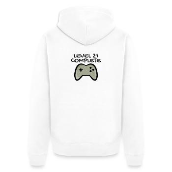 21. Geburtstag - Gamer 21 - 21 Jahre Geschenk - Unisex Premium Bio Zip Hoodie - Weiß - Hinten - Thijin (182cm)