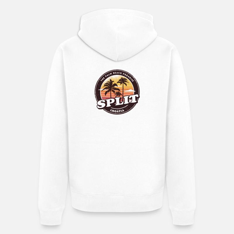 Split Croatie Vintage Beach Design - Veste à capuche bio Premium Unisexe - blanc