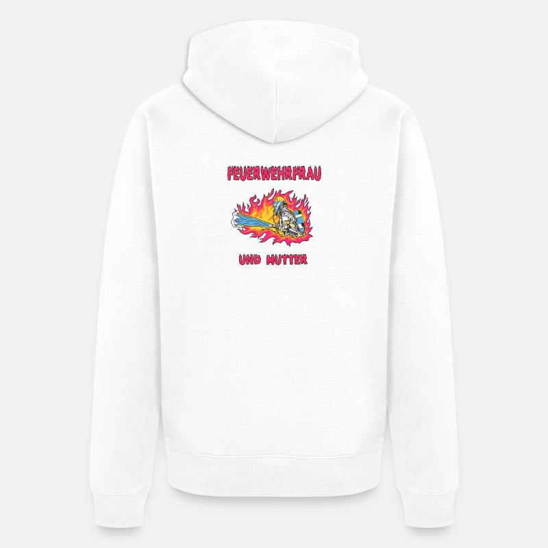 Feuerwehrfrau und Mutter - Unisex Premium Bio Zip Hoodie - Weiß
