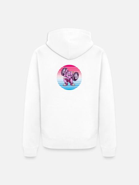 Rabbit Bodybuilder Design - Unisex Premium Organic Zip Hoodie - white