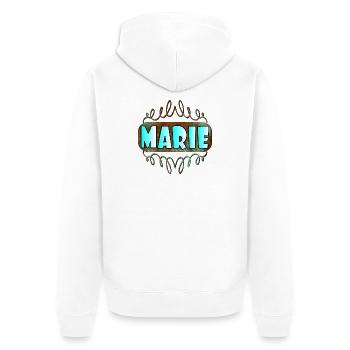 Namenstaggeschenke TOCHTER MARIE - Unisex Premium Bio Zip Hoodie - Weiß - Hinten - Thijin (182cm)