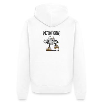Tenue de pétanque boule pour boule bouler - Veste à capuche bio Premium Unisexe - blanc - Dos - Thijin (182cm)