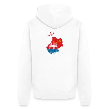 Los - Unisex Premium Bio Zip Hoodie - Weiß - Hinten - Thijin (182cm)