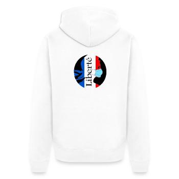 Freiheit - Unisex Premium Bio Zip Hoodie - Weiß - Hinten - Thijin (182cm)