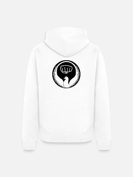 Wado pigeon with karate fist - Unisex Premium Organic Zip Hoodie - white