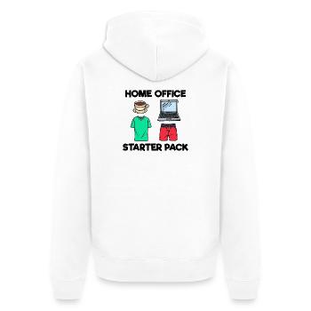 Laptop Kaffee Job Home Office Statement Wfh - Unisex Premium Bio Zip Hoodie - Weiß - Hinten - Thijin (182cm)