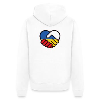 Polen Ukraine Herz pokój pański, pokój Ukrainy - Unisex Premium Bio Zip Hoodie - Weiß - Hinten - Thijin (182cm)
