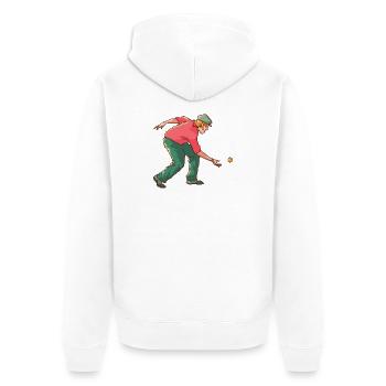 Tenue de pétanque boule pour boule bouler - Veste à capuche bio Premium Unisexe - blanc - Dos - Thijin (182cm)