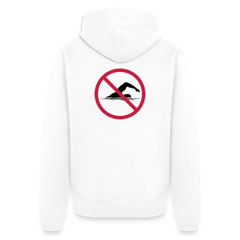 Verboten Schild Schwimmen - Unisex Premium Bio Zip Hoodie - Weiß - Hinten - Thijin (182cm)