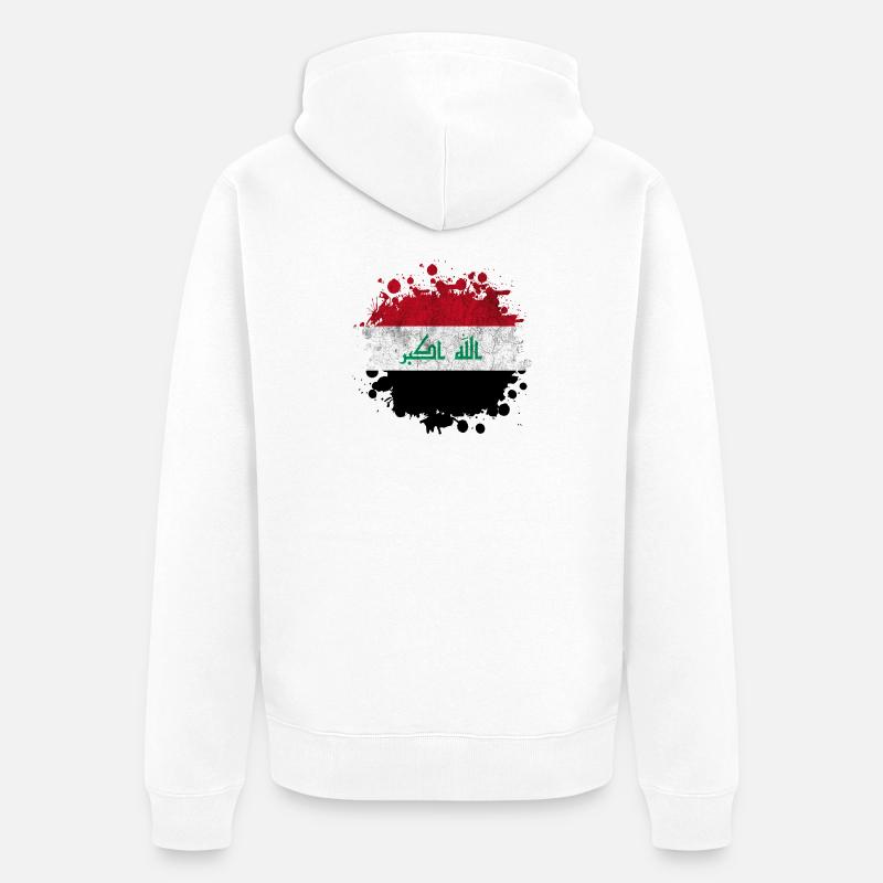 Conception de drapeaux Splash Irak - Veste à capuche bio Premium Unisexe - blanc
