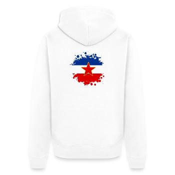 Jugoslawien Flaggen Klecks Design - Unisex Premium Bio Zip Hoodie - Weiß - Hinten - Thijin (182cm)