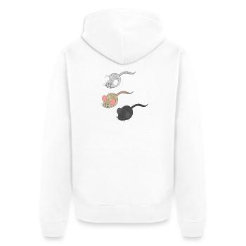 geschenkideen mäuse, Drei Mäuse, Mäuse Fan - Unisex Premium Bio Zip Hoodie - Weiß - Hinten - Thijin (182cm)