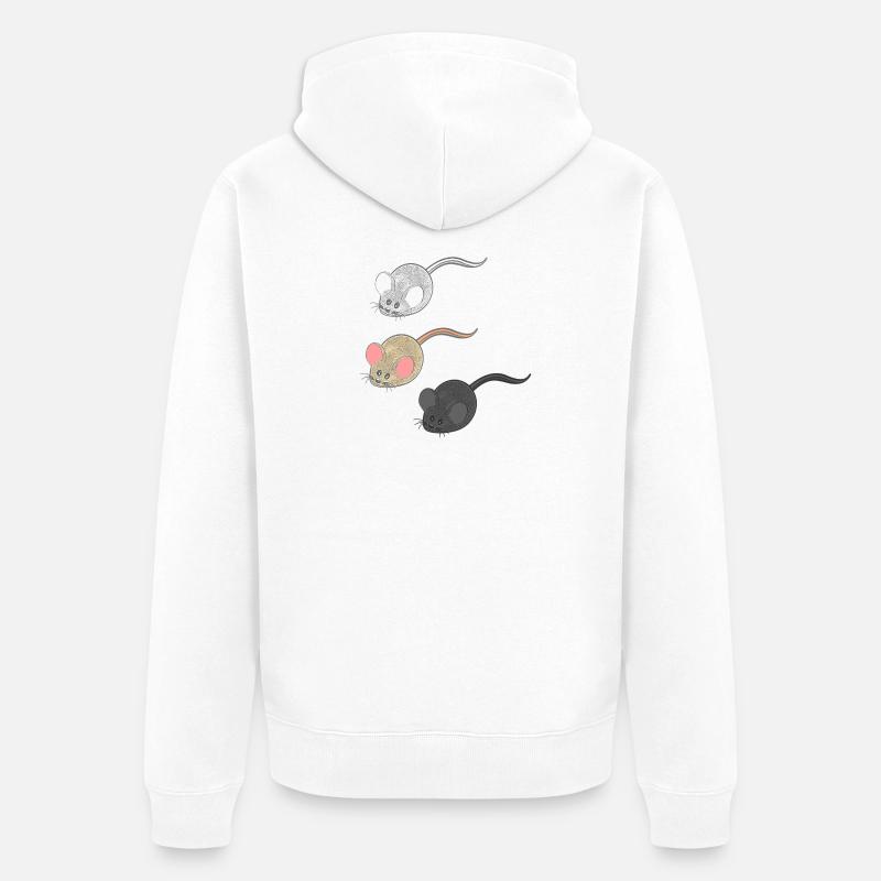 geschenkideen mäuse, Drei Mäuse, Mäuse Fan - Unisex Premium Bio Zip Hoodie - Weiß