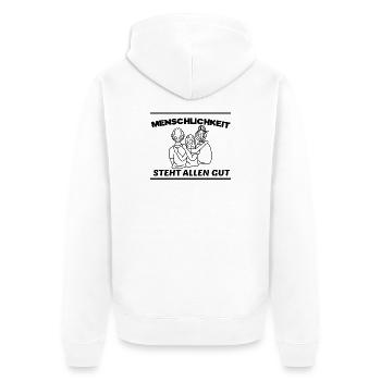 Menschlichkeit Pazifist Frieden Liebe Statement - Unisex Premium Bio Zip Hoodie - Weiß - Hinten - Thijin (182cm)