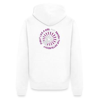 Combattez comme une fille et écrasez le patriarcat - Veste à capuche bio Premium Unisexe - blanc - Dos - Thijin (182cm)