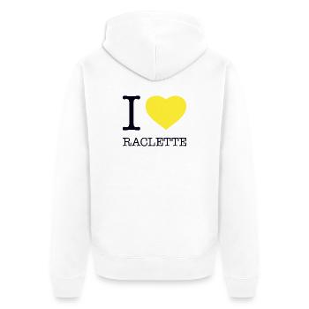 I LOVE RACLETTE - Unisex Premium Bio Zip Hoodie - Weiß - Hinten - Thijin (182cm)