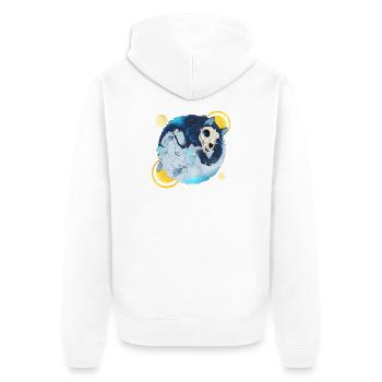 Blue Ink Spirits - Tao Wolves Schatten & Licht 2 - Unisex Premium Bio Zip Hoodie - Weiß - Hinten - Thijin (182cm)