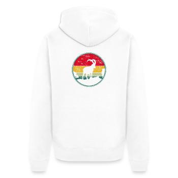 Steinbock, Wandern, Berge - Unisex Premium Bio Zip Hoodie - Weiß - Hinten - Thijin (182cm)