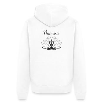 Yoga - Unisex Premium Bio Zip Hoodie - Weiß - Hinten - Thijin (182cm)