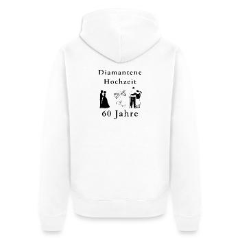 Diamantene Hochzeit 60ster Hochzeitstag feiern - Unisex Premium Bio Zip Hoodie - Weiß - Hinten - Thijin (182cm)