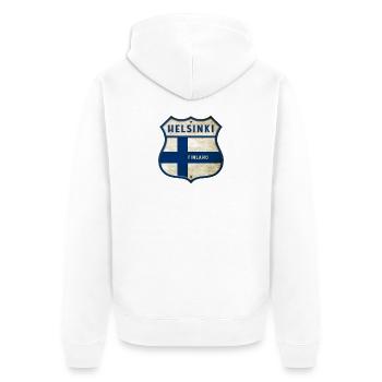Helsinki Finland coat of arms design - Unisex Premium Organic Zip Hoodie - white - Back - Thijin (182cm)