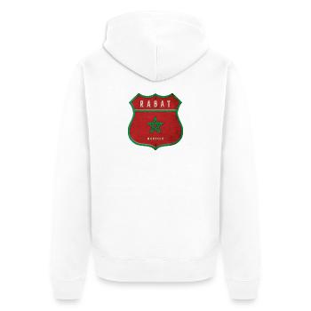Rabat Marokko Wappen Flaggen Design - Unisex Premium Bio Zip Hoodie - Weiß - Hinten - Thijin (182cm)
