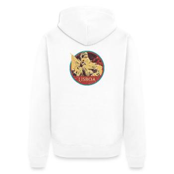 Lissabon Portugal, Augusta Straße - Unisex Premium Bio Zip Hoodie - Weiß - Hinten - Thijin (182cm)