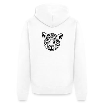 Schwarze Silhouette Konturenkunst - Unisex Premium Bio Zip Hoodie - Weiß - Hinten - Thijin (182cm)