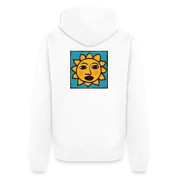 Sonne - Unisex Premium Bio Zip Hoodie - Weiß - Hinten - Thijin (182cm)
