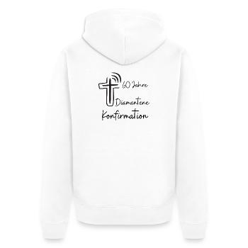 Diamantene Konfirmation 60 Jahre Jubelkonfirmation - Unisex Premium Bio Zip Hoodie - Weiß - Hinten - Thijin (182cm)
