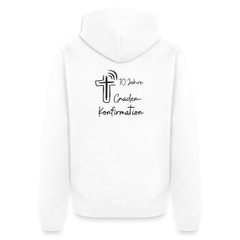 Gnaden-Konfirmation 70 Jahre Jubelkonfirmation - Unisex Premium Bio Zip Hoodie - Weiß - Hinten - Thijin (182cm)