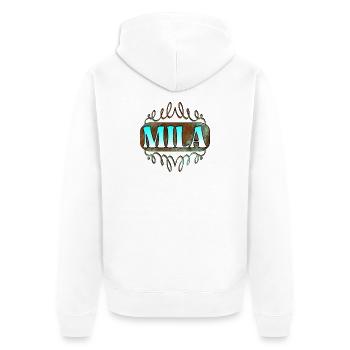 Cadeaux du jour du nom pour Mila - Fille - Veste à capuche bio Premium Unisexe - blanc - Dos - Thijin (182cm)
