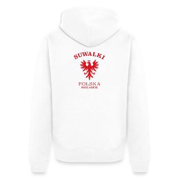 SUWALKI Polen Polska Poland - Unisex Premium Organic Zip Hoodie - white - Back - Thijin (182cm)