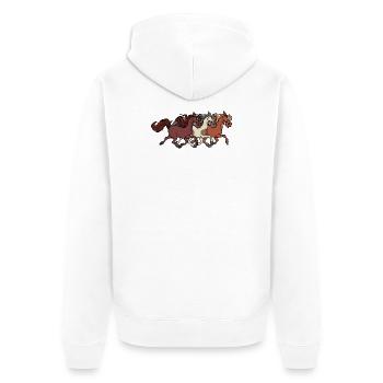 Galopp Islandpferde Hengst Pferde Pferdenarr - Unisex Premium Bio Zip Hoodie - Weiß - Hinten - Thijin (182cm)