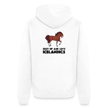 Cool Icelandic Horses Statement Cheval Amour Islandais - Veste à capuche bio Premium Unisexe - blanc - Dos - Thijin (182cm)