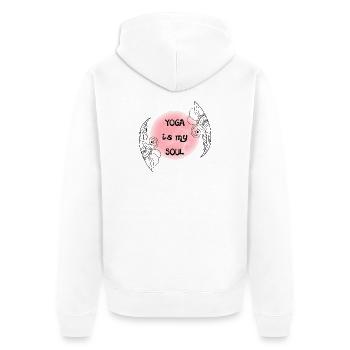 Yoga - Unisex Premium Bio Zip Hoodie - Weiß - Hinten - Thijin (182cm)