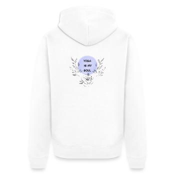 Yoga - Unisex Premium Bio Zip Hoodie - Weiß - Hinten - Thijin (182cm)