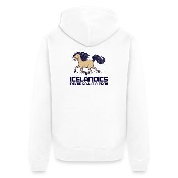 Chevaux islandais Déclaration Chevaux Arabe Galop - Veste à capuche bio Premium Unisexe - blanc - Dos - Thijin (182cm)