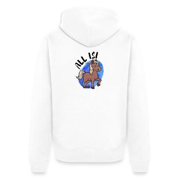 Pferdenarr Islandpferde Pony Statement Islandponys - Unisex Premium Bio Zip Hoodie - Weiß - Hinten - Thijin (182cm)
