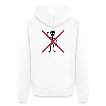 Verboten Schild außerirdischer Besucher - Unisex Premium Bio Zip Hoodie - Weiß - Hinten - Thijin (182cm)