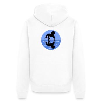 Islandpferde Pferdenarr Pferde Reiten Stute - Unisex Premium Bio Zip Hoodie - Weiß - Hinten - Thijin (182cm)