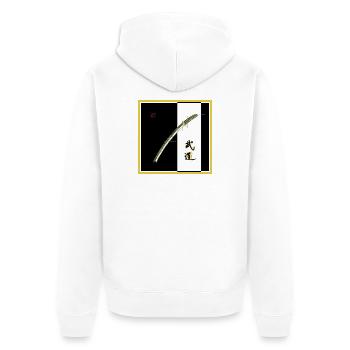 Katana - Unisex Premium Bio Zip Hoodie - Weiß - Hinten - Thijin (182cm)