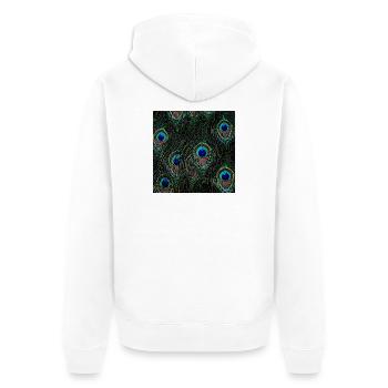 vogelliebhaber geschenke, Pfauenfedern - Unisex Premium Bio Zip Hoodie - Weiß - Hinten - Thijin (182cm)